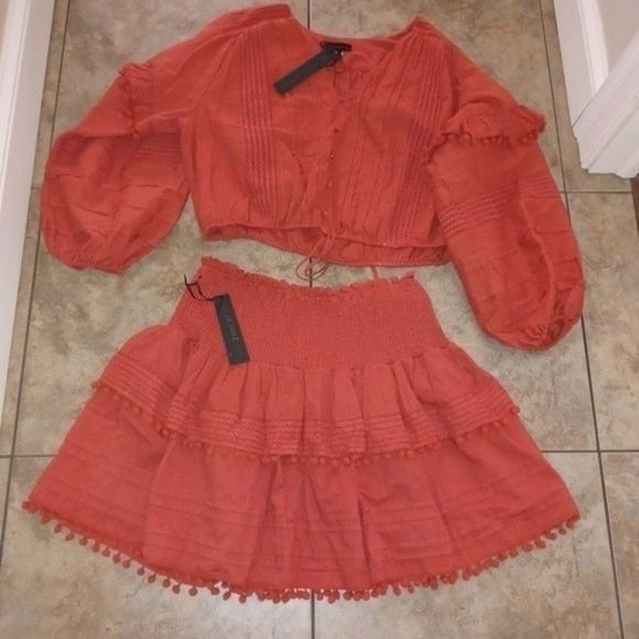 NWT House of Harlow 1960 Boho Skirt Set Burnt Orange - Picture 14 of 14
